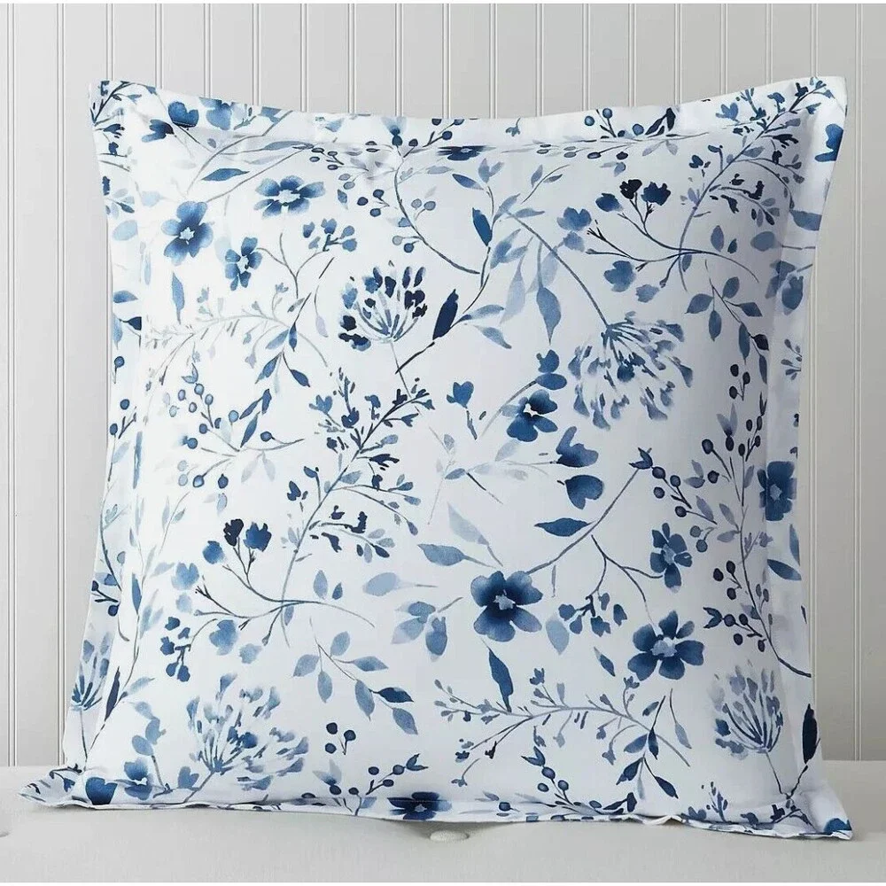 NIP $160 Bloomingdale's SKY Euro Pillow Shams Set GRACIE Blue Floral 100% Cotton